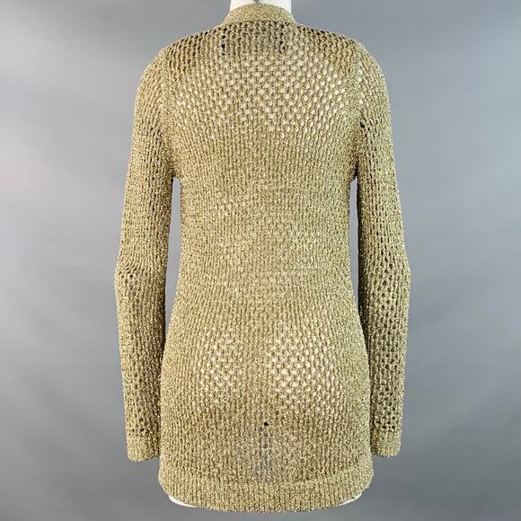 MARC JACOBS Size S Gold Nylon Metallic Knit Buttoned Cardigan - Picture 3 of 5
